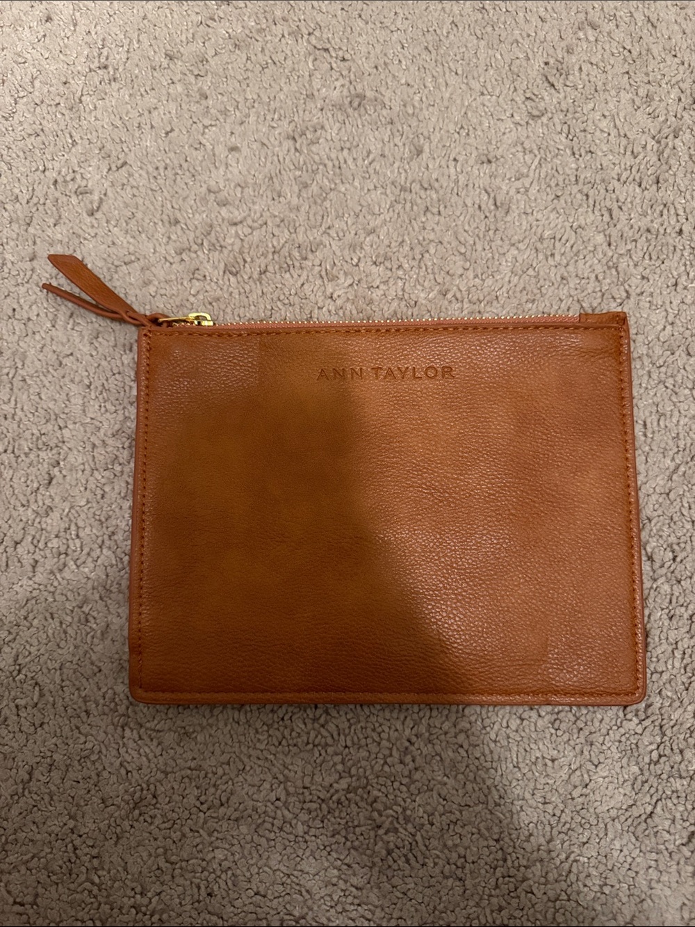 Ann Taylor Tan Leather Zip Pouch